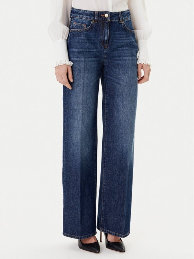 Luisa Spagnoli Jeansy Ortografia 542372 Granatowy Wide Leg