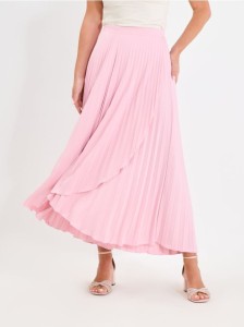 Plisowana spódnica midi - różowy