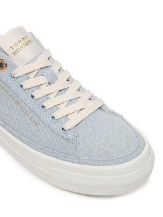 Tommy Hilfiger Sneakersy Th Foxing Platform Washed Canvas FW0FW09172 Błękitny