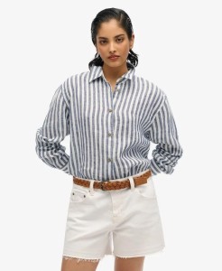 superdry Casual Lenna Koszula Boyfriend – Szerokie niebieskie paski