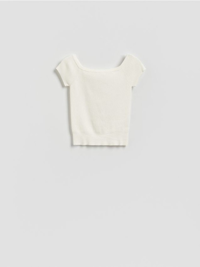 Dzianinowa bluzka - kremowy