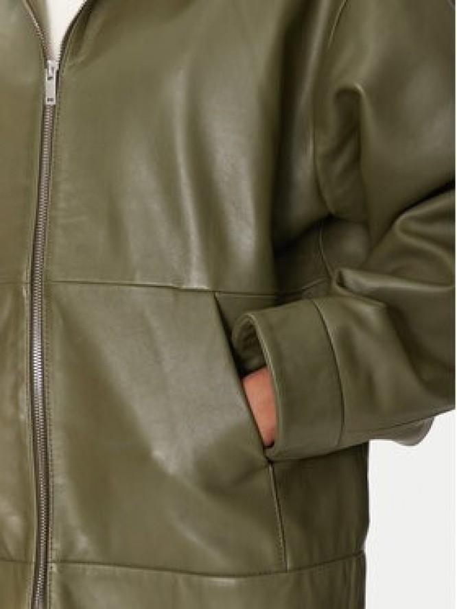 2NDDAY Kurtka skórzana 2251512606 190515 Zielony Regular Fit