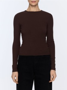 Longsleeve z modalem - ciemnobrązowy