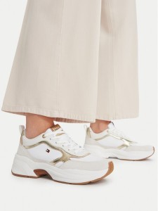 Tommy Hilfiger Sneakersy Th Chunky Runner Metallic FW0FW09204 Écru