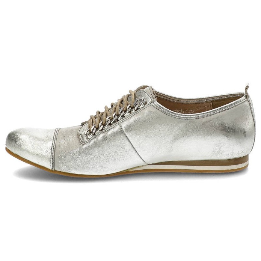 Srebrne Półbuty Libero Skórzane Buty Damskie