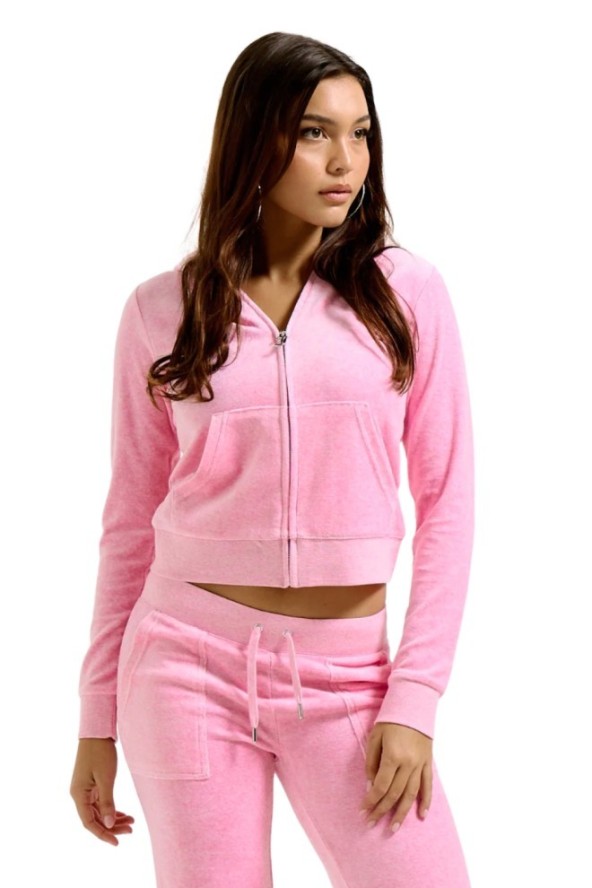JUICY COUTURE Różowa bluza damska Robertson Hoodie, Rozmiar M