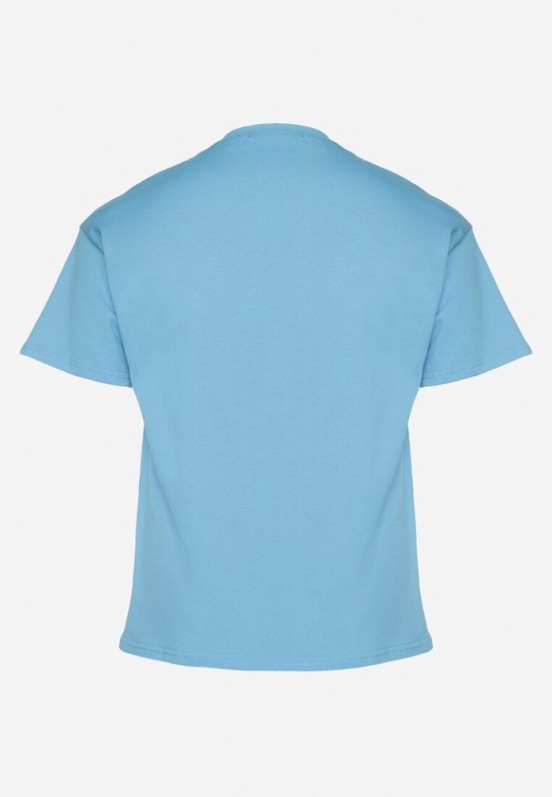 Niebieski T-shirt ze Wzorem z Cyrkonii Olisellea