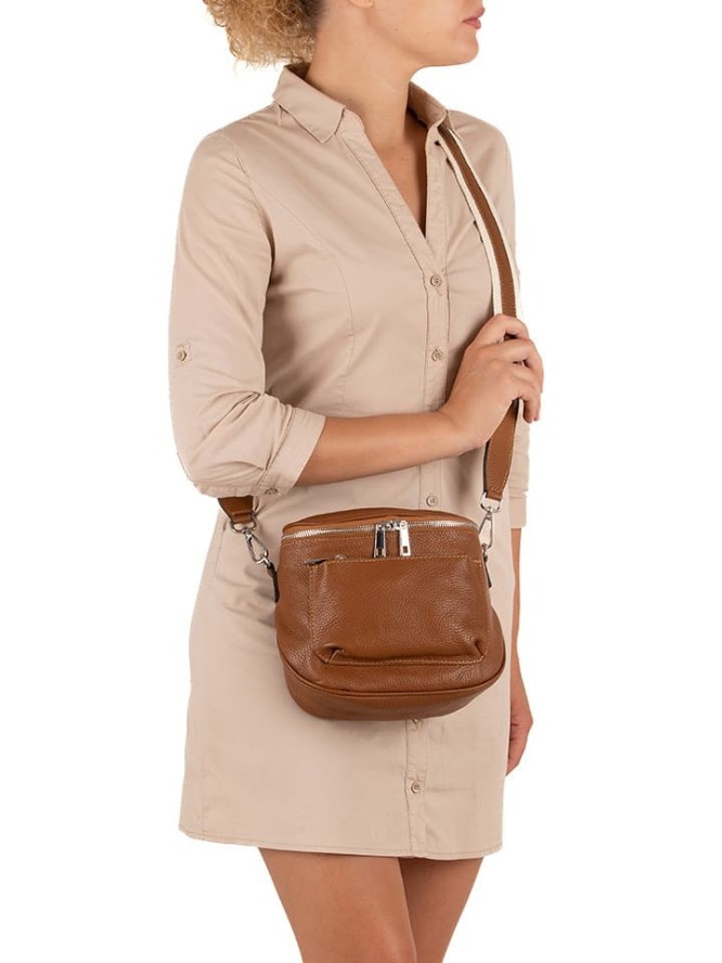 Lucca Baldi Skórzana torebka "Favara" w kolorze jasnobrązowym - 24 x 19 x 7 cm rozmiar: onesize