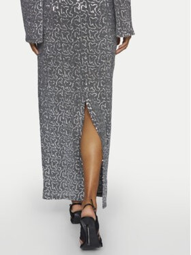 Vila Spódnica maxi Sanadu 14101820 Srebrny Regular Fit