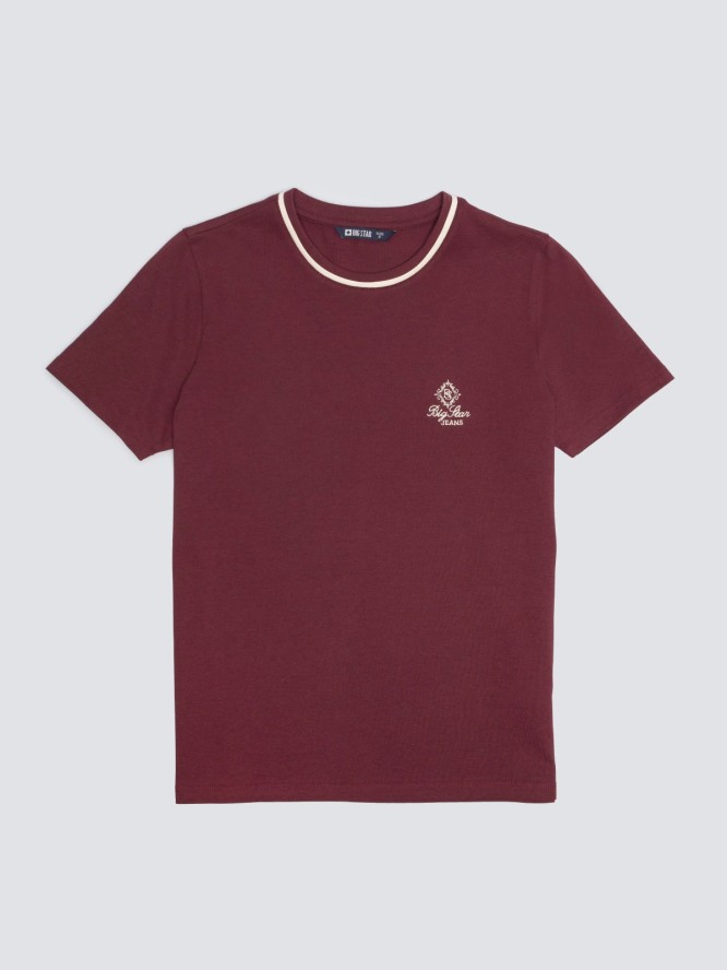 Koszulka damska z haftem na piersi bordowa Lemorse 604