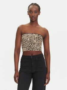 Noisy May Top Avery 27034321 Brązowy Slim Fit