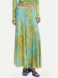 Desigual Spódnica maxi Desvanecer 25WWFK06 Zielony Regular Fit