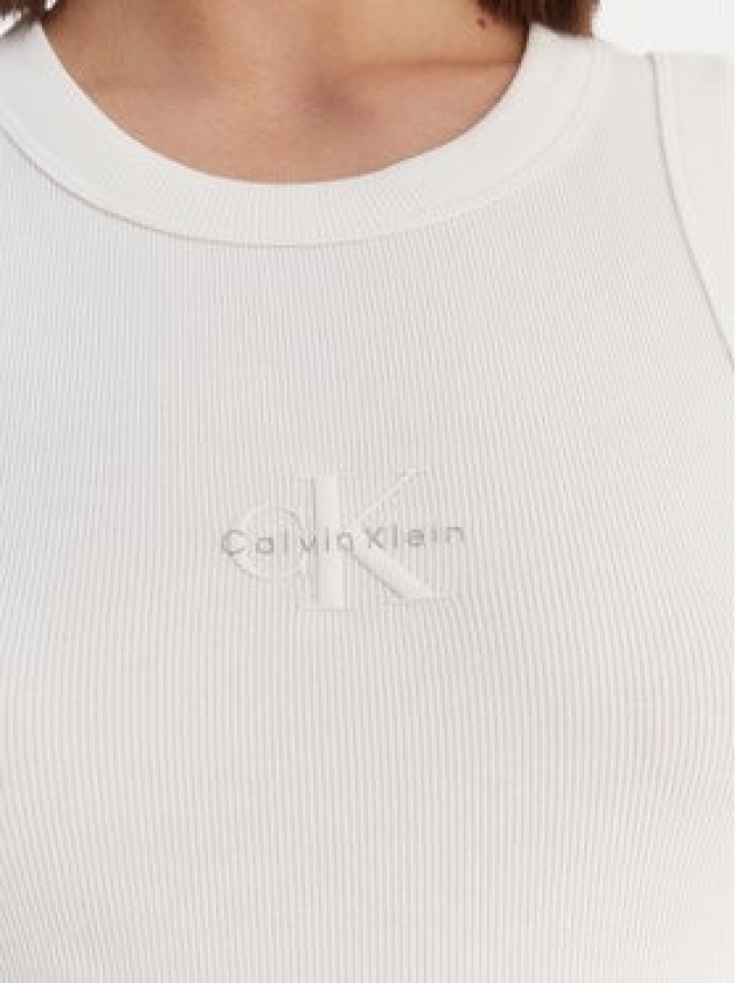 Calvin Klein Jeans Top LV047E200G Biały Slim Fit