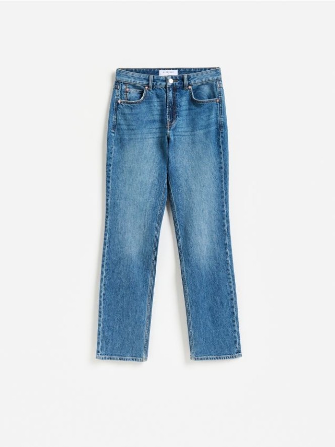 Jeansy straight slim - niebieski