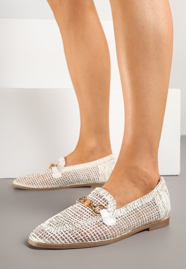 Białe Mokasyny Loafersy z Ażurową Cholewką Kolarila