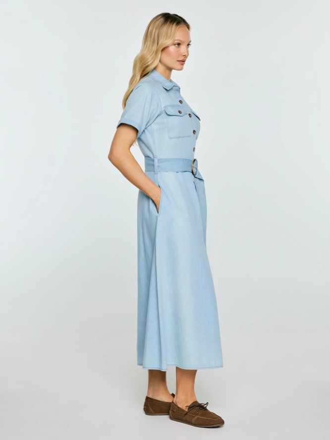 sukienka damska midi jeansowa trapezowa niebieska becca 136