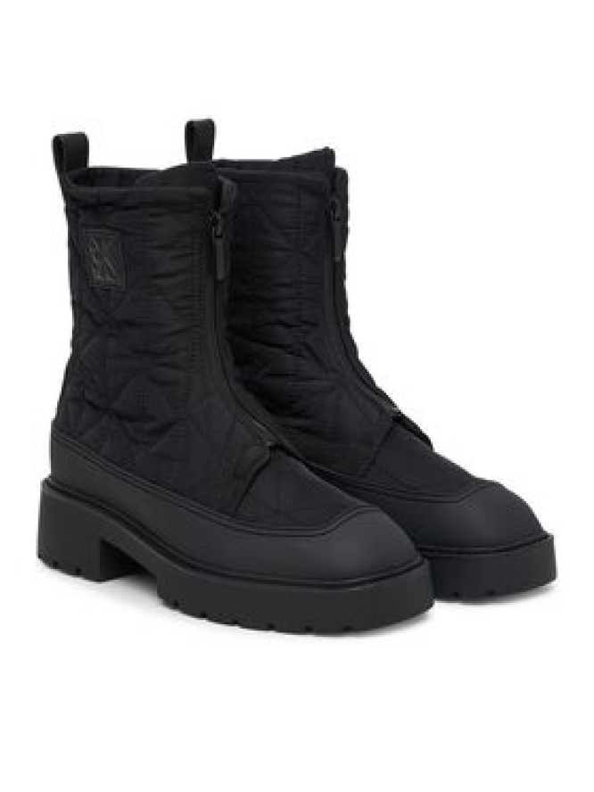 Calvin Klein Botki Chunky Zip Boot Mat Mix Aop Em HW0HW03205 Brązowy ciemny