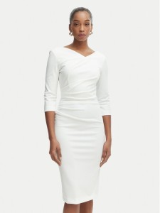 Rinascimento Sukienka koktajlowa CFC0127699003 Biały Slim Fit