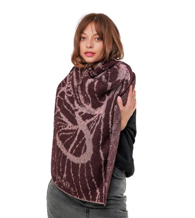 Bordowy Ciepły Damski Szal Anekke