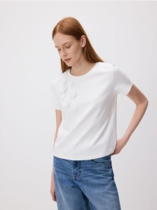 T-shirt oversize z aplikacjami - wielobarwny