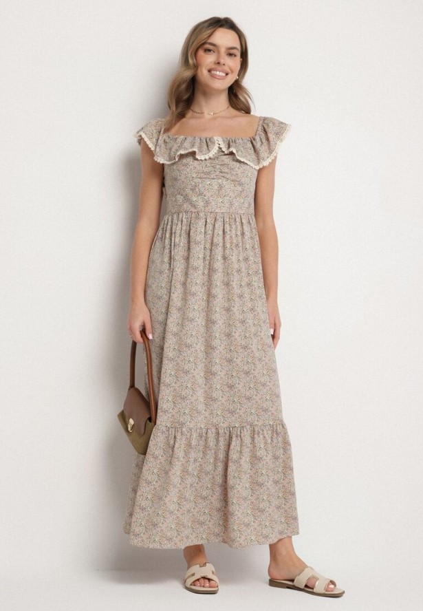 Zielona Sukienka Ozdobiona Falbankami Folirae