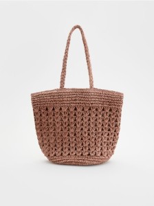 Pleciona torebka shopper - brudny róż