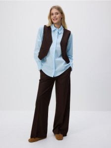 Garniturowa kamizelka z wiskozą - ciemnobrązowy