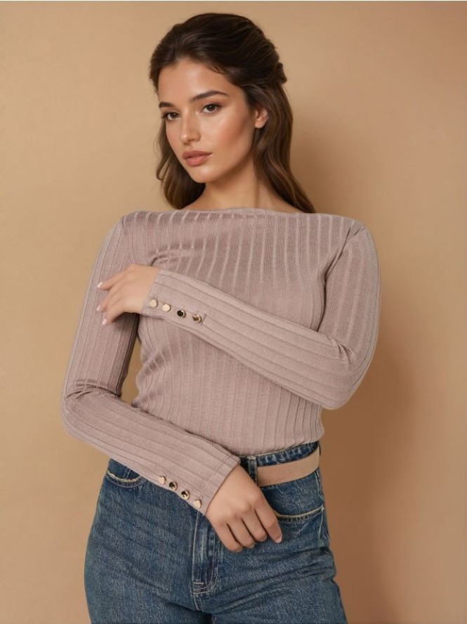 Bluzka z długimi rękawami - beżowy