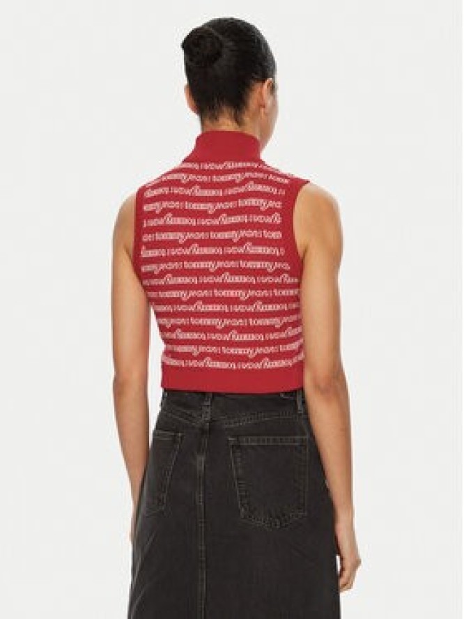 Tommy Jeans Golf DW0DW19346 Czerwony Slim Fit