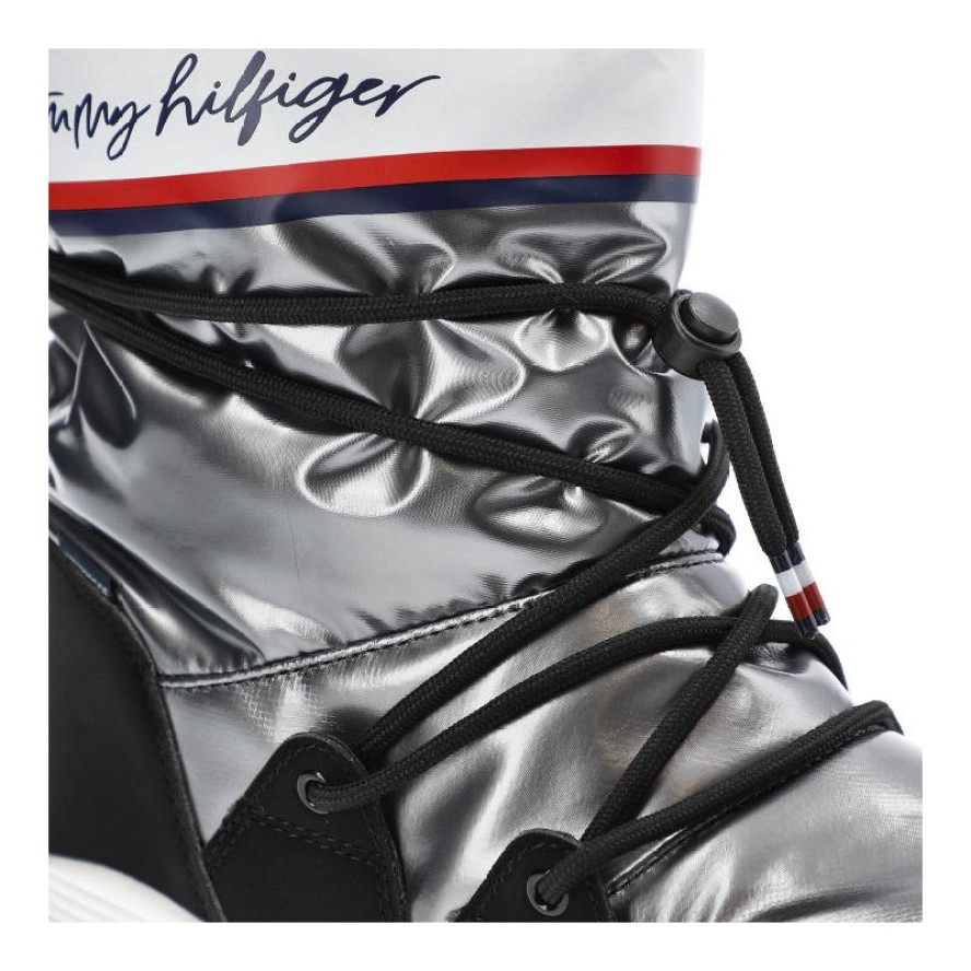 Srebrne Śniegowce Tommy Hilfiger Damskie Buty