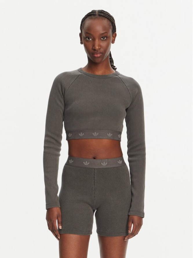 adidas Bluzka Ribbed JD0014 Czarny Slim Fit