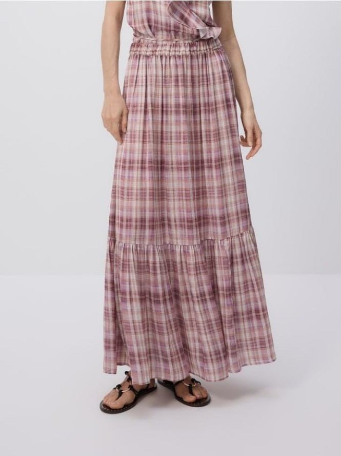 Spódnica maxi w kratę - wielobarwny