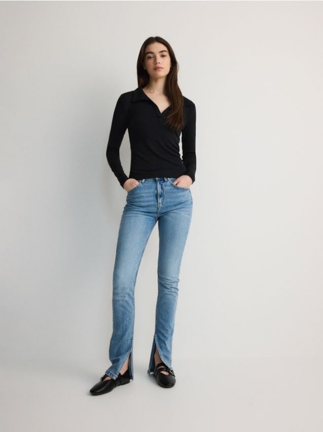 Longsleeve polo - czarny