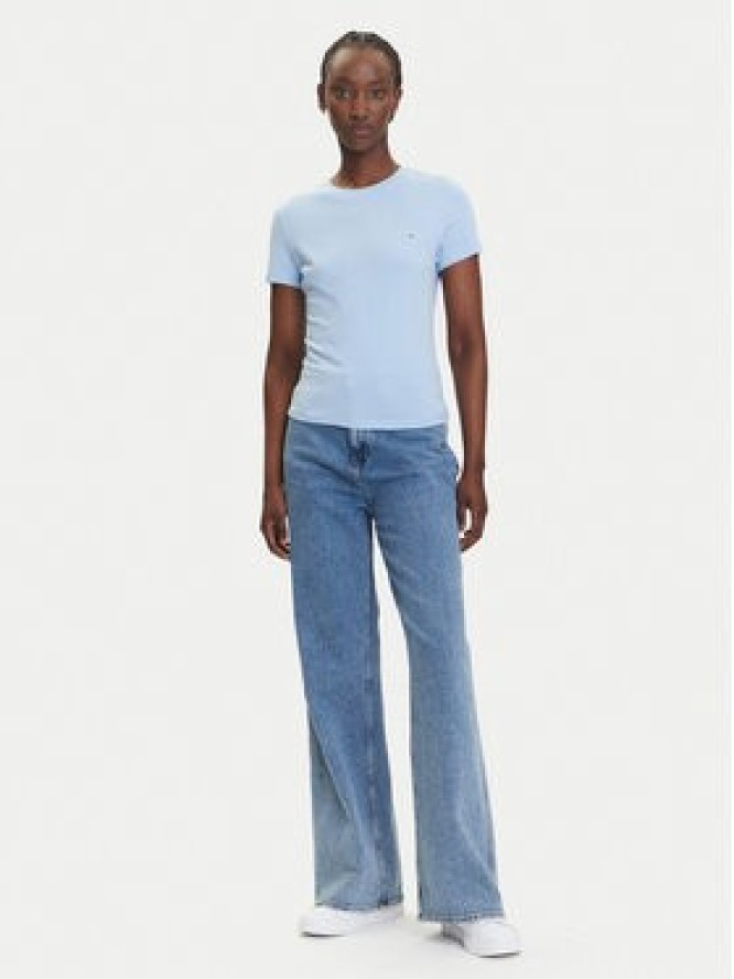 Tommy Jeans T-Shirt Linear DW0DW21164 Błękitny Slim Fit