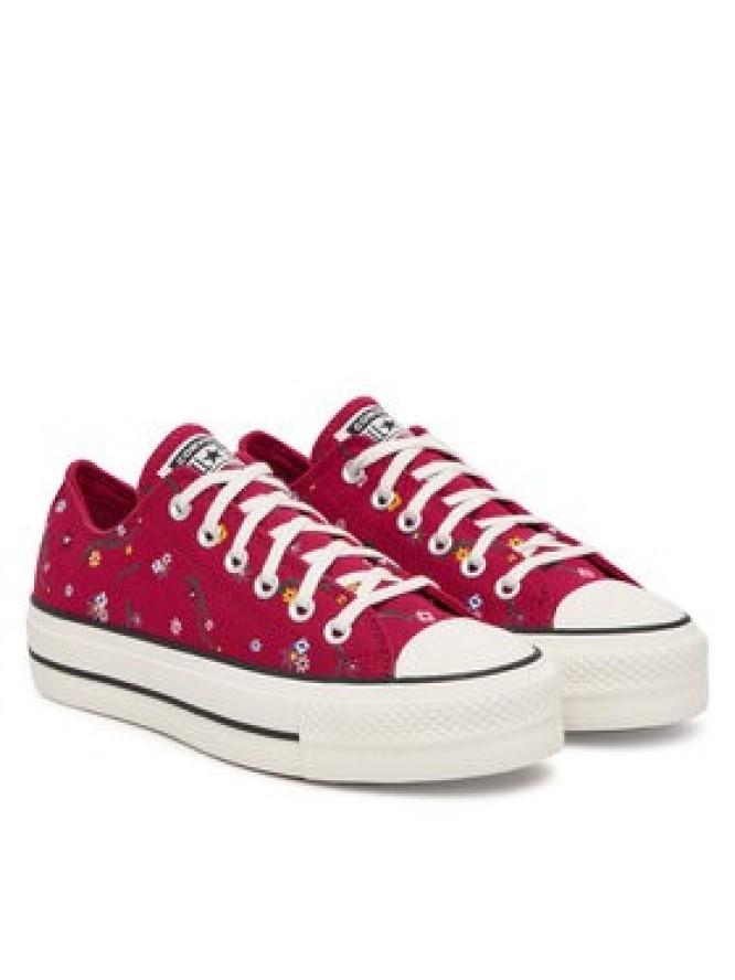 Converse Trampki Chuck Taylor All Star Lift Platform Embroidered Floral Patchwork A15535C Bordowy