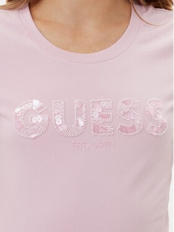 Guess T-Shirt W5GI17 J1314 Różowy Slim Fit