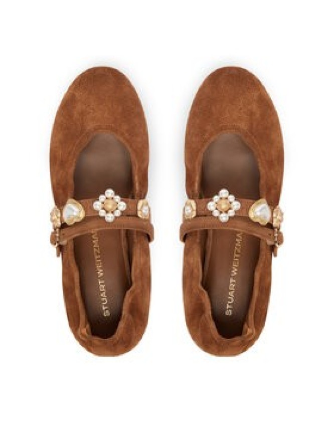 Stuart Weitzman Baleriny Socharming Mary Jane SN125 Brązowy