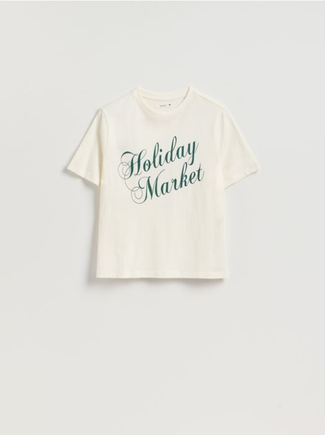 T-shirt ze świątecznym motywem - złamana biel