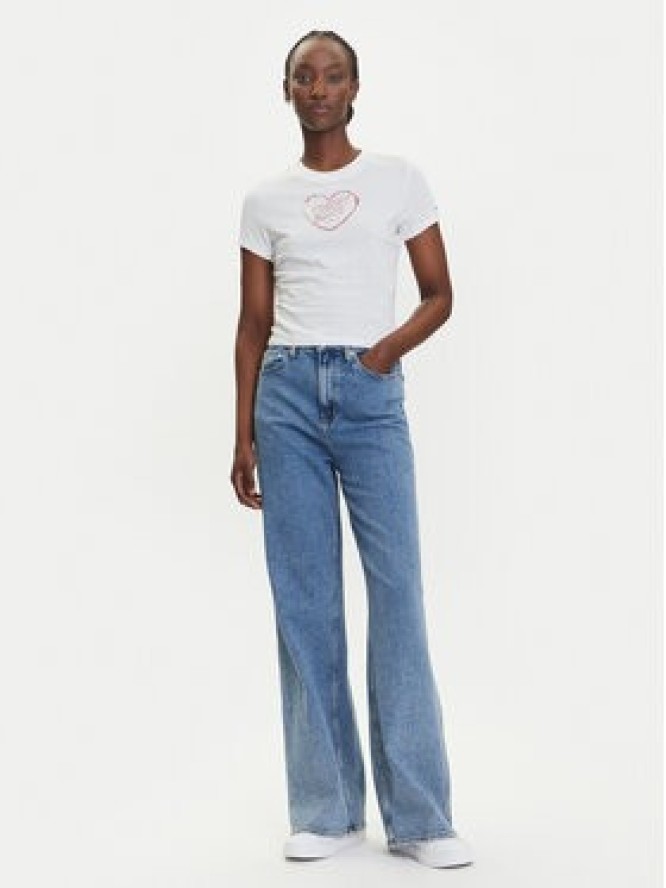 Tommy Jeans T-Shirt Heart DW0DW21390 Biały Slim Fit