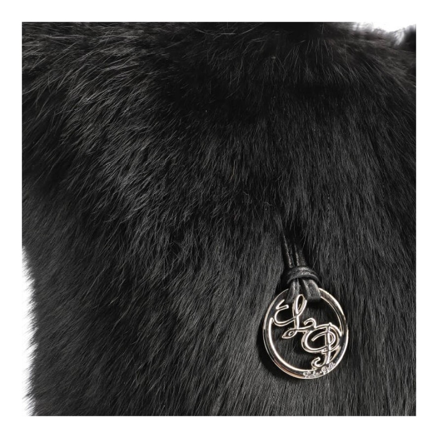 Czarna Torebka Damska Luka-Pelli Z Naturalnym Futrem Z Królika