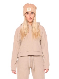 Damskie zimowe bluzy z kapturem z prążkowanego materiału "Relaxed"