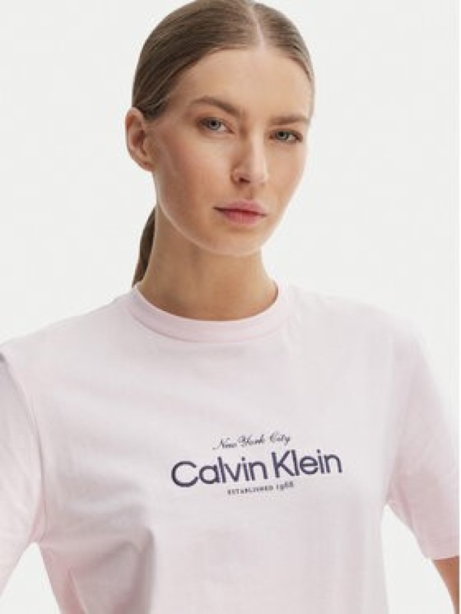 Calvin Klein Jeans T-Shirt NYC Logo LV047F810G Różowy Classic Fit
