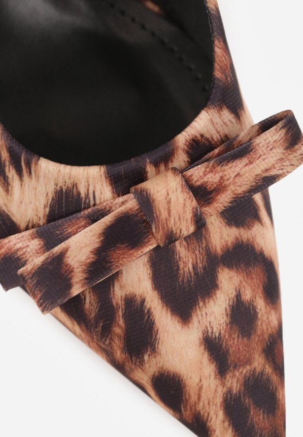 Panterkowe Sandały Szpilki Vices Typu Slingback z Kokardą Dorozia