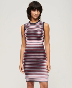 superdry Dopasowana sukienka midi prążkowana – Richest Navy Stripe