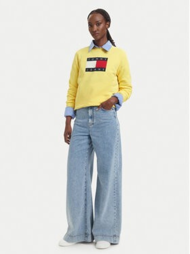 Tommy Jeans Bluza Flag DW0DW22564 Żółty jasny Regular Fit