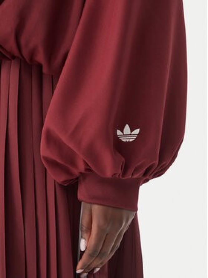 adidas Bluza Satin Pleated Track Top LG4080 Bordowy Relaxed Fit