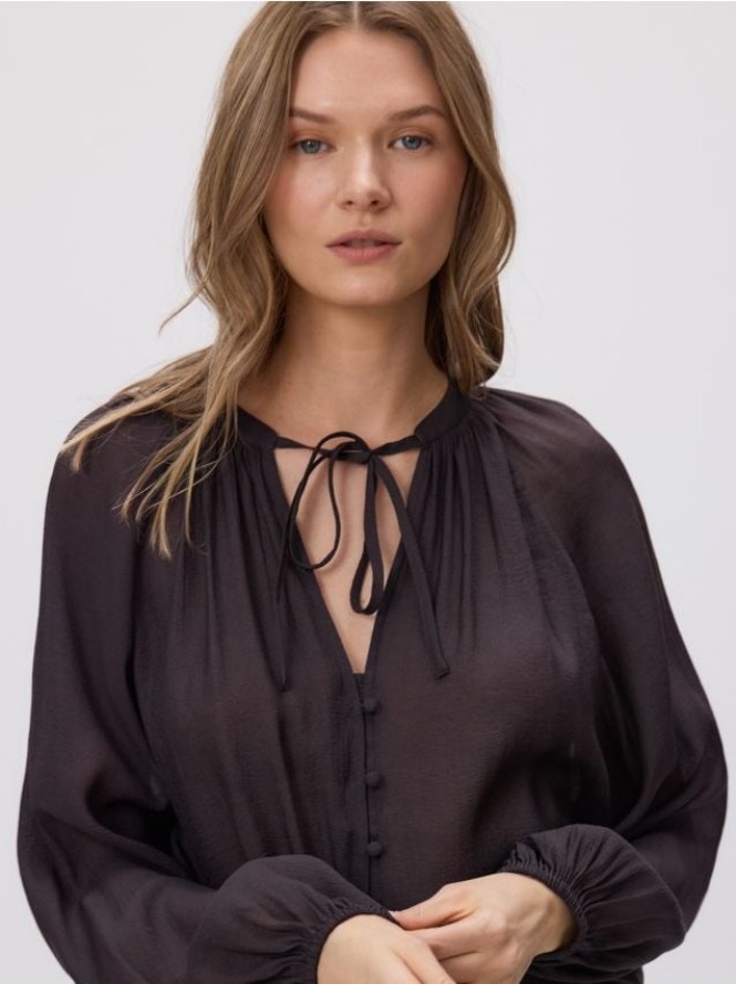 Bluzka z wiskozą - brązowy