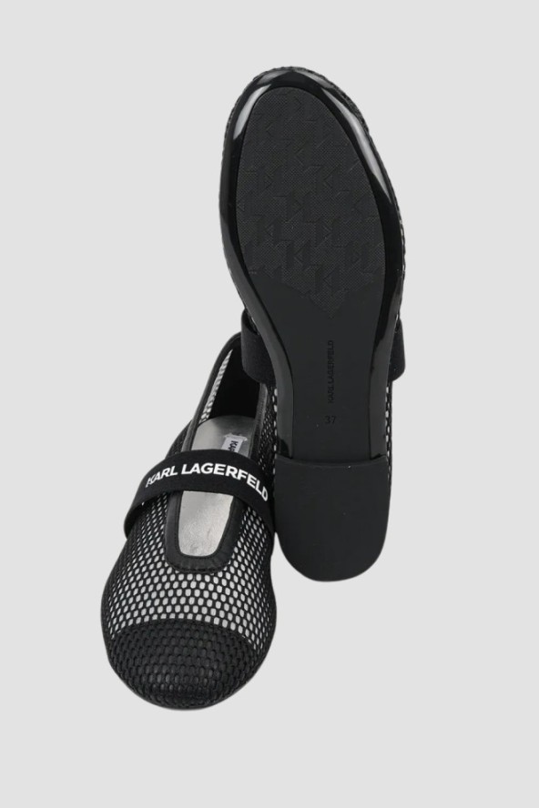 KARL LAGERFELD Czarne damskie baleriny KARO, Rozmiar 37