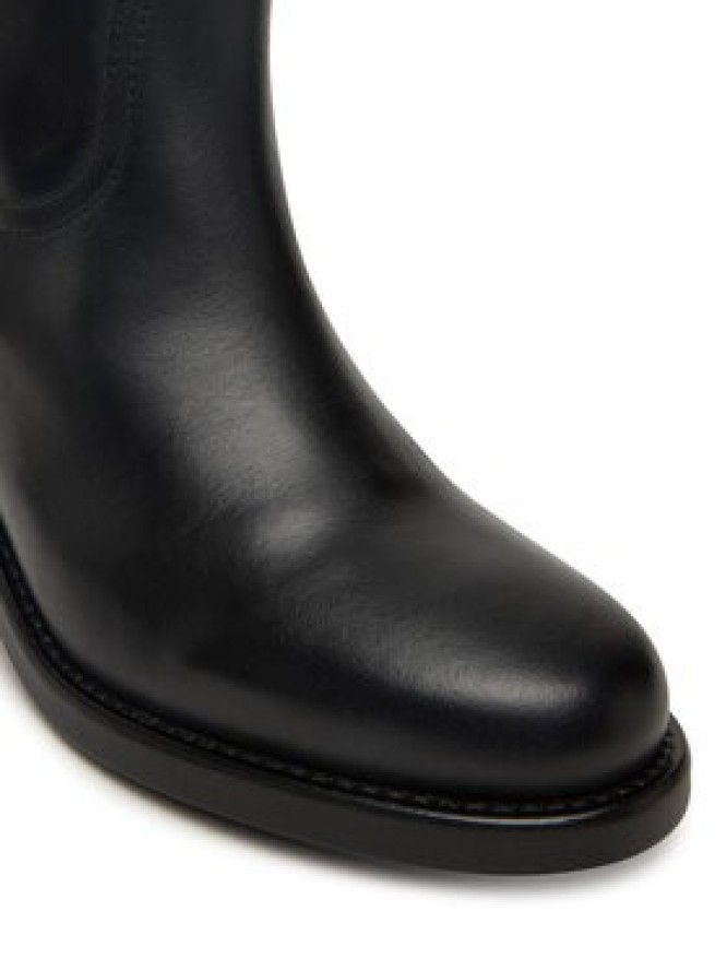 Tommy Hilfiger Botki Riding Lthr Mid Boot Block Heel FW0FW08776 Czarny