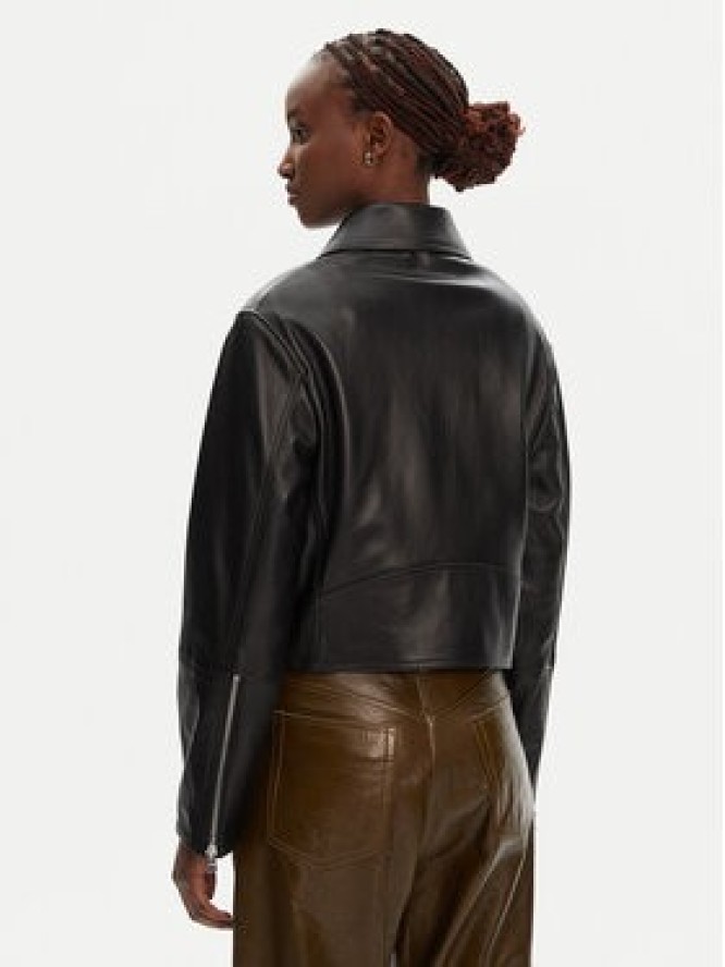 HUGO Kurtka skórzana Laridas 50545066 Czarny Regular Fit